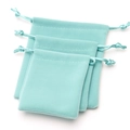 Three Tiffany blue velvet drawstring jewelry pouches in small, medium, and large sizes - Light Blue