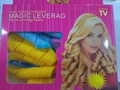 Magic Leverag DIY hair curler set in yellow and blue colors with pink packaging box - Long Bar Style
