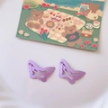 Cute purple matte butterfly hair clips for girls shown in a set of two high quality pieces - Matte Butterfly / Purple