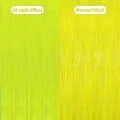 Neon yellow macaron tinsel curtain for party decor with UV fluorescent effect - Standard / Yellow
