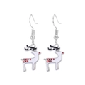 Christmas reindeer dangle earrings with white drip oil enamel and festive red dots decor - Elk