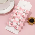 Pink rabbit and strawberry resin hair clips for girls set of 10 on white card - 5 Pairs Set (Without Card)