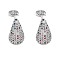 Elegante zilveren druppeloorbellen met veelkleurige zirkonia's in micro-pave zetting - Kleurrijk