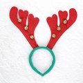 Christmas reindeer headband with red heart-shaped antlers and golden bells for kids - TK13 Red Long Antler Headband