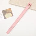 Detail of pink PU leather phone wrist strap with metal buckle and adjustable holes - Without Rivets / Nude Pink