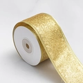 Sparkling gold glitter Christmas ribbon roll with wired edges for festive gift wrapping - Gold Glitter Fabric / 4cm Wide * 9m Long