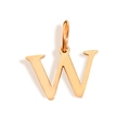 Polished gold initial letter W pendant for personalized jewelry DIY necklaces - Letter W (Rose Gold)