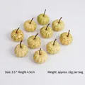 Set of 10 khaki artificial mini pumpkins with green speckles for festive decor - Small Pumpkin (Khaki + Green Dots) 10PCS