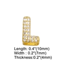 Detail of gold letter L pendant with pavé crystals and 10mm length dimension markers - Letter L