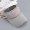 Women's grey knitted sun visor hat with pink SPORT letter embroidery for sports - One Size / Blue Gray