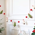 Handmade wool felt garland with red balls and green Christmas tree wall decorations - Tree Tower String