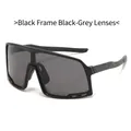 Sporty wraparound sunglasses with black frame and grey lenses for cycling and skiing - Black Frame Black Grey Lens