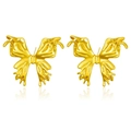 Minimalist liquid metal butterfly earrings in a polished golden finish for women - Liquid Shape Bright Gold Butterfly