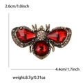 Exquisite Bienen-Brosche in Antik-Gold mit Strass, roten Edelsteinen und Maßangaben - Rot