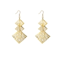 Exaggerated gold geometric hollow rhombic fringe earrings with multi-layered lace texture - Hollow Rhombus / Gold