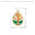 Detailed view of Tree of Life pendant with dimensions 36mm x 24mm and enamel inlay - YE769-2-Gold Green Orange Life Tree