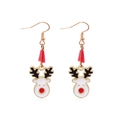 Christmas reindeer drop earrings with golden antlers and red crystal accents - Deer Head Earrings