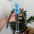 Blue telescopic suction cup robot toy with flexible limbs and rotatable head - Robot Blue (Non-Glowing)