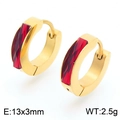 Fashionable gold earrings with 13x3mm red square cubic zirconia and snap closure - Gold-Red Style(KE118298-TGD)