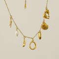 18k gold plated stainless steel ocean necklace with shell and freshwater pearl charms - Letter O