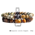 Double-layer bracelet set with 8mm mixed beads and 12mm square tiger eye stones - Old Unakite Set