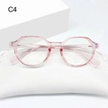 Irregular candy color anti-blue light glasses with transparent pink frame and storage pouch - Pink