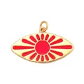 Goldener Sonnenstrahl Böser Blick Anhänger in roter Emaille für DIY-Schmuck - ACF6008-Rose Rosa Strahlender Augenanhänger