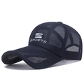 Dunkelblaue Mesh-Baseballkappe mit weißem S SPORTS-Stick für sommerliche Outdoor-Zwecke - Verstellbar / Marineblau
