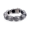 Men's vintage silver stainless steel bracelet featuring retro skull hollow patterns - Hollow Carved Totem Pattern Style (KB125367-BDJX)