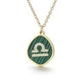 Golden Libra zodiac necklace featuring a green malachite pattern and crystal inlay - Libra (KN196882-K)