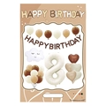 Number 8 cream birthday balloon set with heart accents and happy birthday banner - FG28 Cream Series Number 8 + Banner