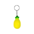 Cute mini pineapple keychain with bright yellow PU foam body and green leaf top - Pineapple
