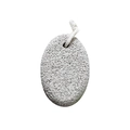 Oval light gray pumice stone with porous texture and white cotton hanging rope - 9x6.5x3cm Limestone Pumice / White