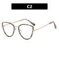 Cat-Eye-Brillengestell mit Leopardenmuster-Rand und goldenen Metallbügeln in Farbe C2 - Tortoise