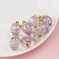 DIY jewelry parts featuring eight purple resin strawberry charms with gold leaf accents - Dark Purple