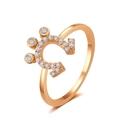 Elegant rose gold horseshoe open ring with paved cubic zirconia and baguette accents - KC Gold U-Shape