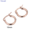 Minimalist 15mm rose gold stainless steel round hoop earrings for women in a sleek finish - 15mm (KE102868-WGJM) / Rose Gold