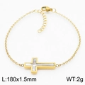 Bracciale croce in acciaio al titanio dorato con conchiglia bianca, lunghezza 180mm - Bracciale Oro (KB168349-KFC)