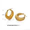 Orecchini a cerchio intrecciati in acciaio inossidabile placcati oro 18K, 2,8x2,5 cm - Orecchini tondi lucidati-Oro
