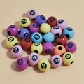 Mixed color acrylic round beads featuring black number 8 design for DIY bracelets - 12mm Billiard Ball Mixed Colors Black Line
