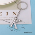 Polished silver metal letter K keychain with round ring and 35mm solid pendant - Letter-K