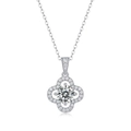 Classic 925 sterling silver necklace with a brilliant clover flower moissanite pendant - (s925 Silver + Moissanite Sp127405-65/1 Carat/6.5mm) / Chain Length 40cm + 5cm (extension Chain)