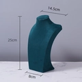 Dark green velvet necklace display bust stand on white marble, height 25cm - Green Velvet H-type 25cm High