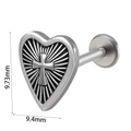 Silver stainless steel heart earring with cross detail and dimensions of 9.73mm by 9.4mm - Heart Cross (#15) / 1.2*8mm / Silver