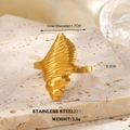 Golden stainless steel conch shell open ring featuring detailed spiral shell textures - Retro Conch Shape (1135)