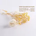 Dried flower set with golden baby's breath, white rattan ball, and handmade peony - Yellow Star