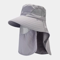 Outdoor zonnehoed met ademend gezichtsmasker en nekbescherming in grijze kleur - Eén maat / Lichtgrijs