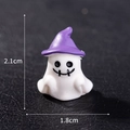Miniature ghost with purple wizard hat, halloween micro decor, size 2.1cm by 1.8cm - Style 17 White Ghost
