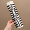 Set of 14 classic black star-shaped BB hair clips on display card for girls - 8# Glossy Large Strip Clips - 12Pcs