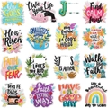 Set of 16 religious embroidery patches with faith-themed English and Spanish phrases - English-Spanish Inspirational Set A